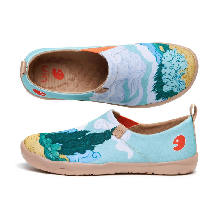 UIN Women Van Gogh Wheatfield with Cypresses Women Canvas loafers