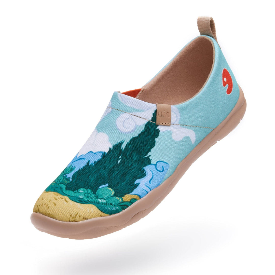 UIN Women Van Gogh Wheatfield with Cypresses Women Canvas loafers