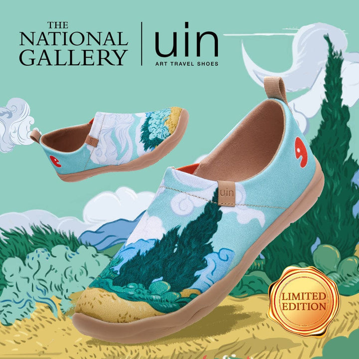 UIN Women Van Gogh Wheatfield with Cypresses Women Canvas loafers