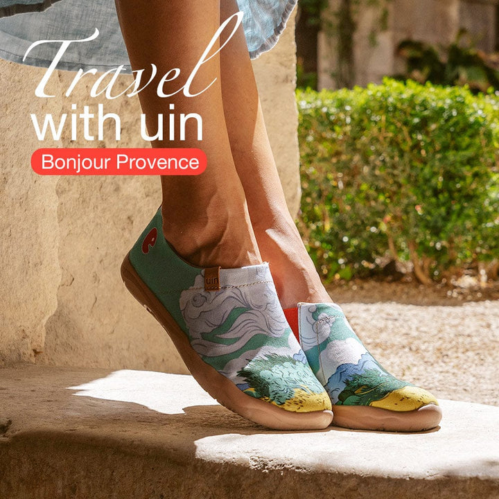 UIN Women Van Gogh Wheatfield with Cypresses Women Canvas loafers