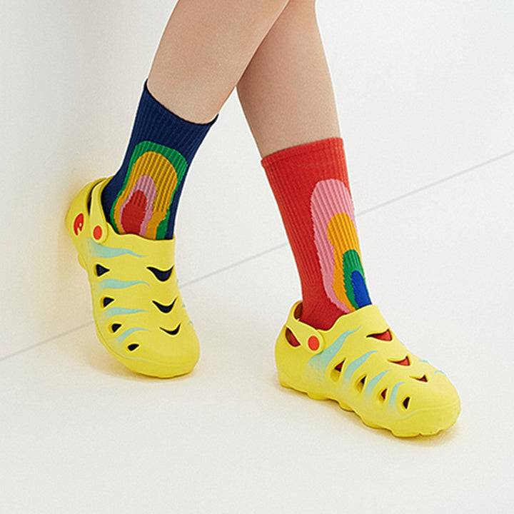 UIN Women Yellow & Glass Blue Octopus I Women Canvas loafers