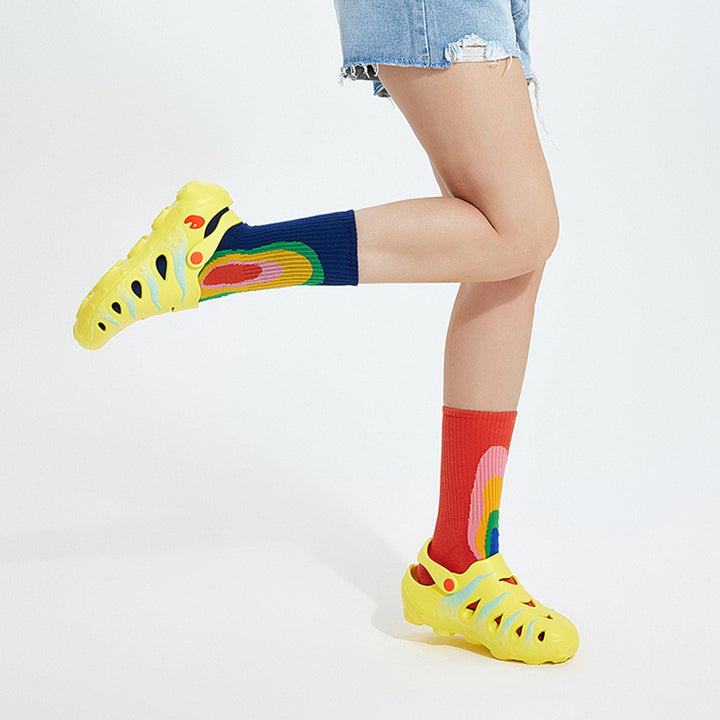 UIN Women Yellow & Glass Blue Octopus I Women Canvas loafers