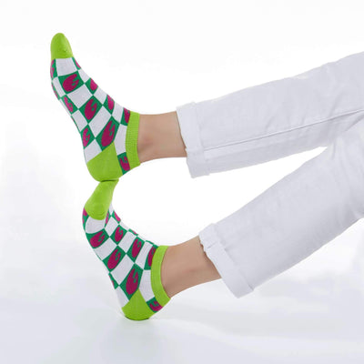 UIN Footwear Accesory Checkerboard Green Canvas loafers