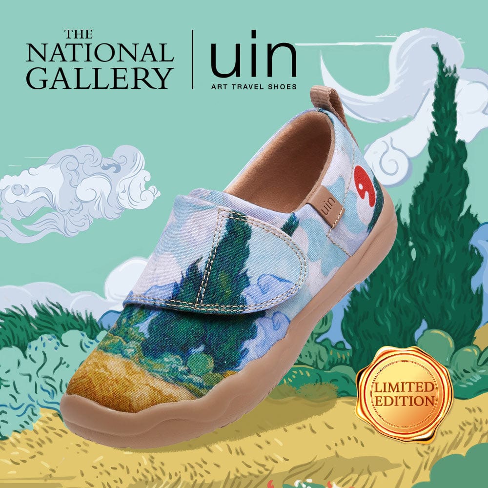 UIN Footwear Kid Van Gogh Wheatfield with Cypresses Kid Canvas loafers