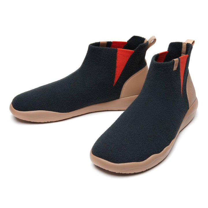 UIN Men Black Knitted Wool Granada Men Canvas loafers