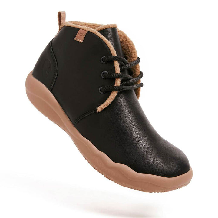 UIN Men (Pre-sale) Bilbao Black Split Leather Lace-up Boots Men Canvas loafers