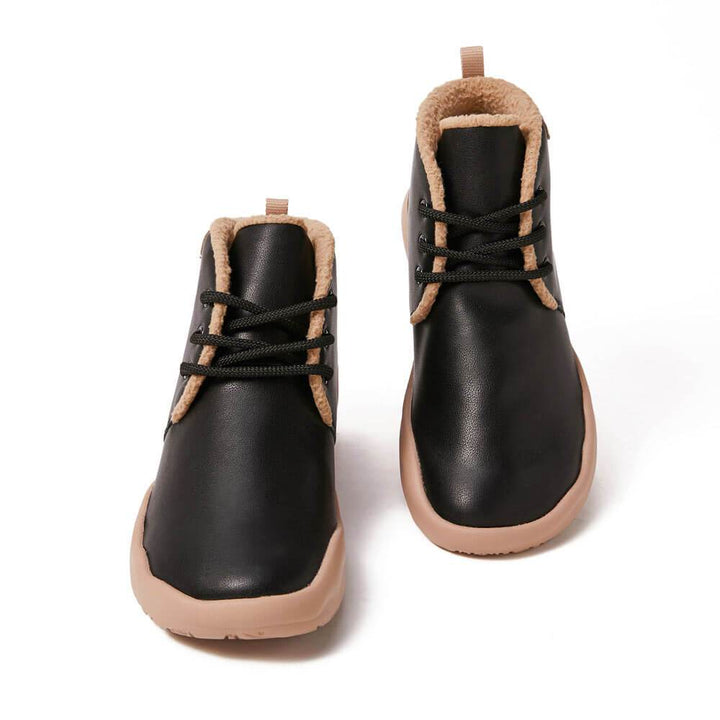 UIN Men (Pre-sale) Bilbao Black Split Leather Lace-up Boots Men Canvas loafers