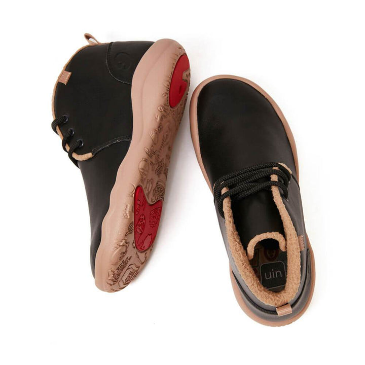 UIN Men (Pre-sale) Bilbao Black Split Leather Lace-up Boots Men Canvas loafers