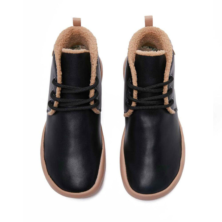 UIN Men (Pre-sale) Bilbao Black Split Leather Lace-up Boots Men Canvas loafers