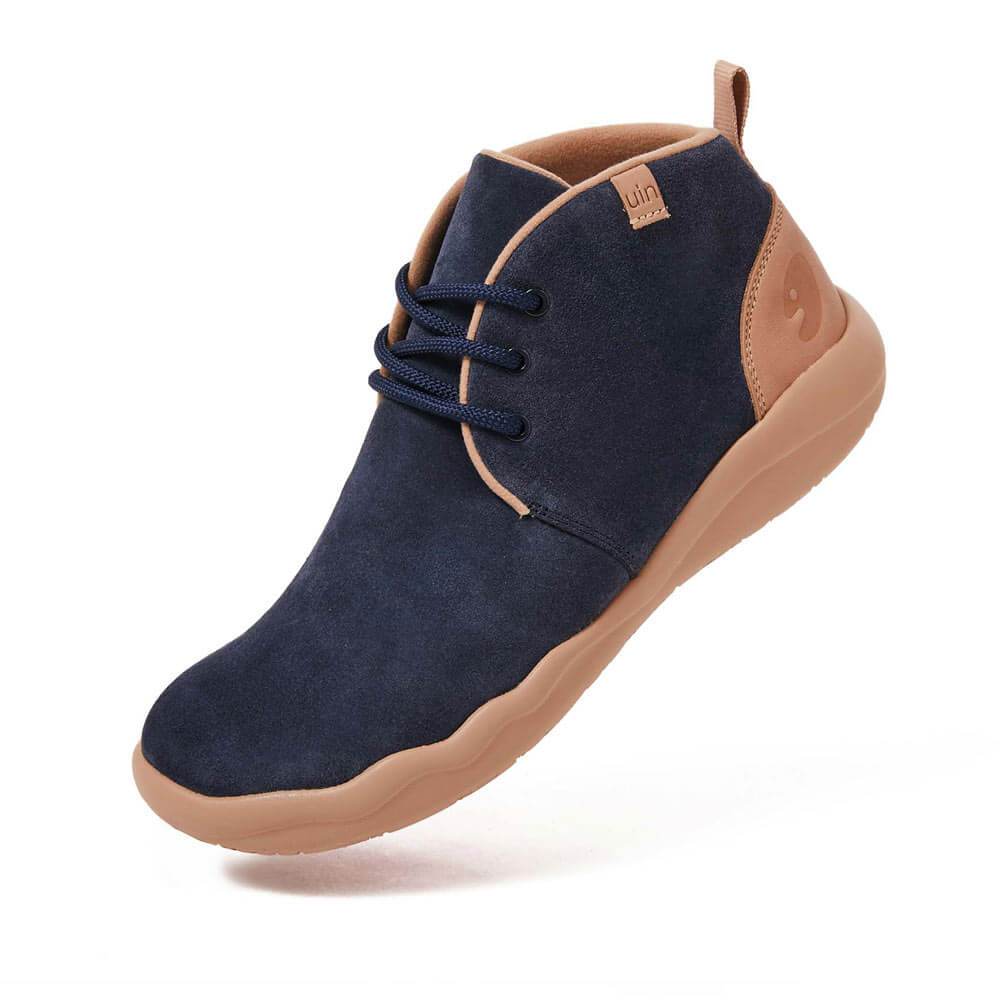 UIN Footwear Men (Pre-sale) Bilbao Deep Blue Cow Suede Lace-up Boots Men Canvas loafers