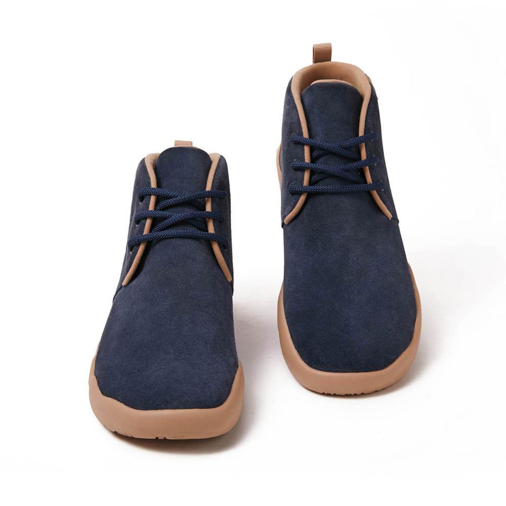 UIN Footwear Men (Pre-sale) Bilbao Deep Blue Cow Suede Lace-up Boots Men Canvas loafers