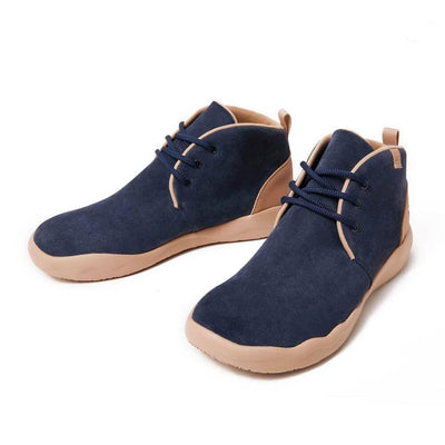 UIN Footwear Men (Pre-sale) Bilbao Deep Blue Cow Suede Lace-up Boots Men Canvas loafers