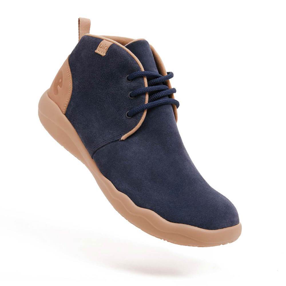 UIN Footwear Men (Pre-sale) Bilbao Deep Blue Cow Suede Lace-up Boots Men Canvas loafers