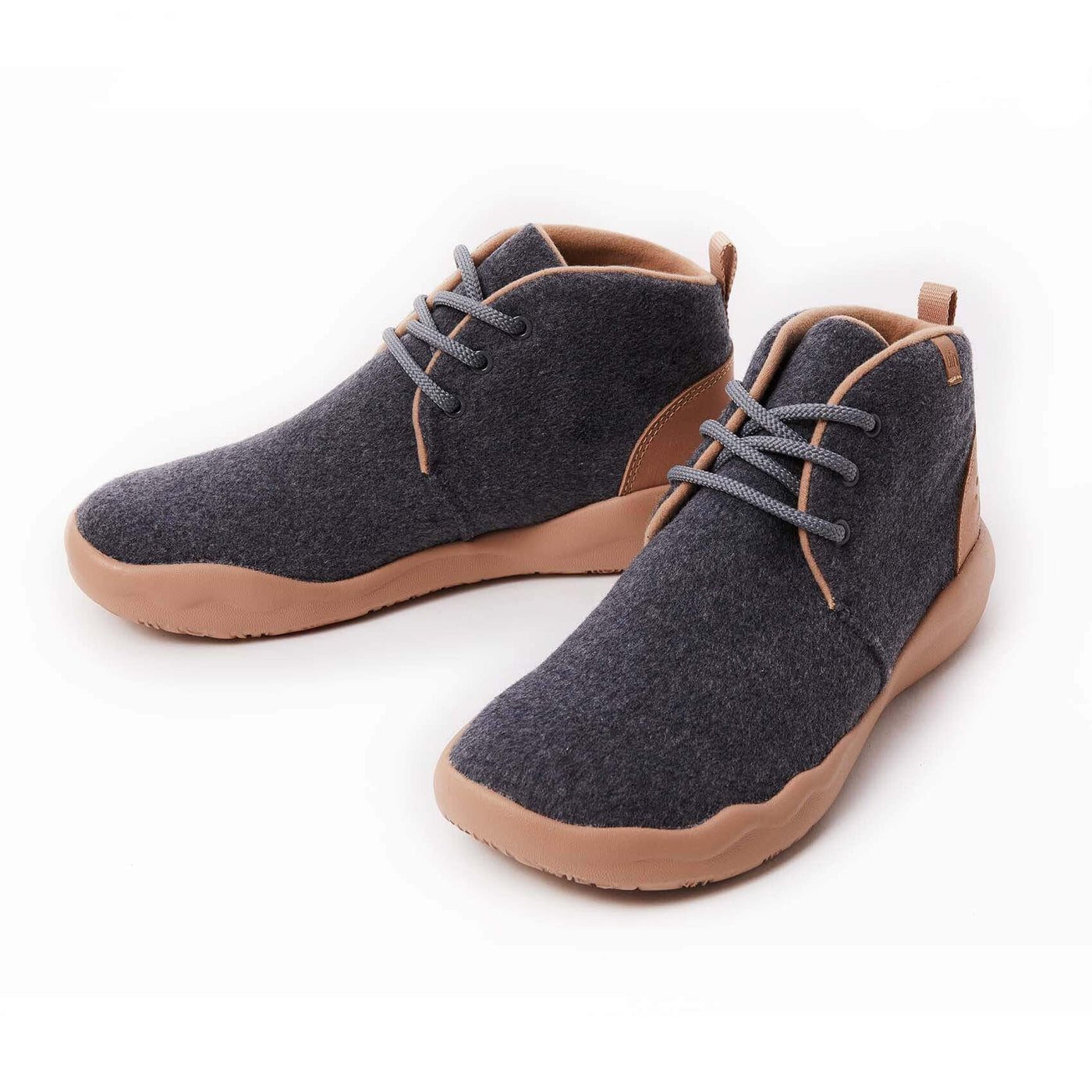 UIN Footwear Men (Pre-sale) Bilbao Deep Grey Wool Lace-up Boots Men Canvas loafers