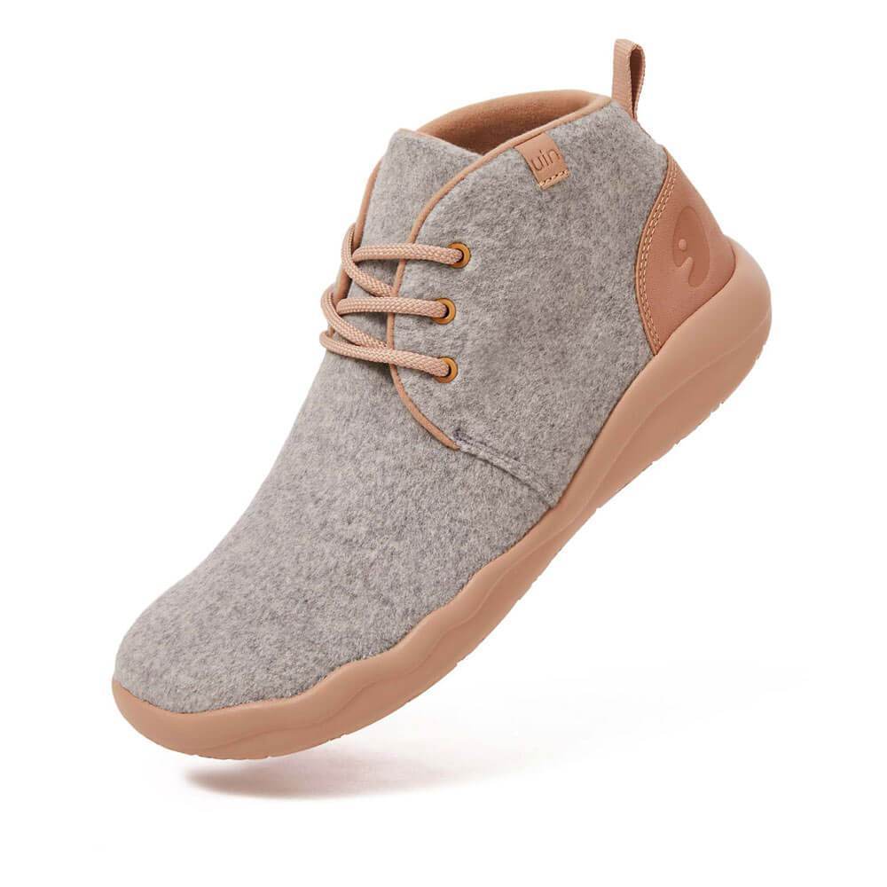 UIN Footwear Men (Pre-sale) Bilbao Light Grey Wool Lace-up Boots Men Canvas loafers