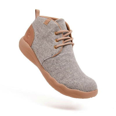 UIN Footwear Men (Pre-sale) Bilbao Light Grey Wool Lace-up Boots Men Canvas loafers