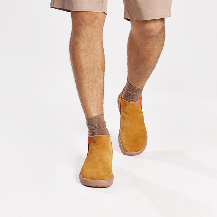 UIN Men (Pre-sale) Granada Khaki Cow Suede Boots Men Canvas loafers