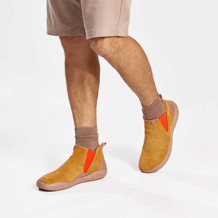 UIN Men (Pre-sale) Granada Khaki Cow Suede Boots Men Canvas loafers