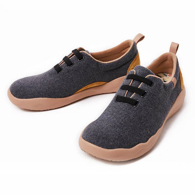 UIN Footwear Men (Pre-sale) Segovia Deep Grey Wool Lace-up Shoes Men Canvas loafers