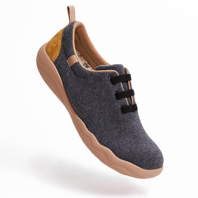 UIN Footwear Men (Pre-sale) Segovia Deep Grey Wool Lace-up Shoes Men Canvas loafers