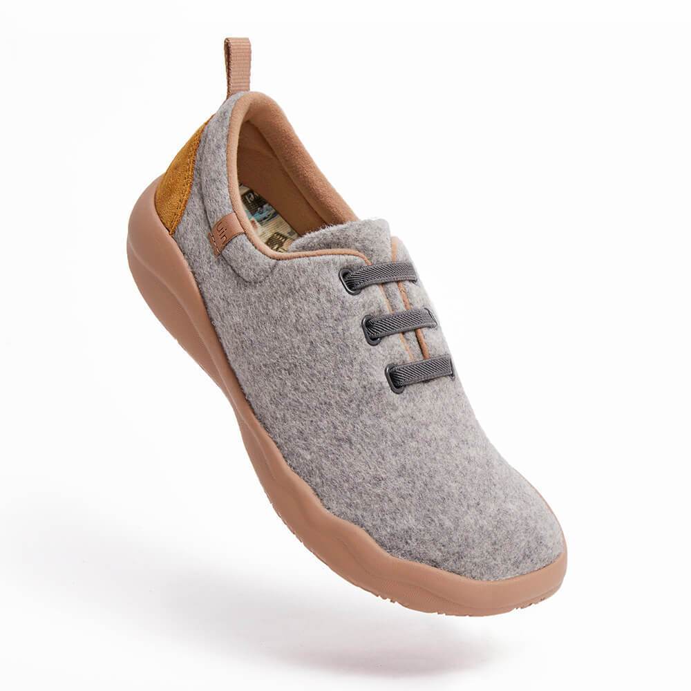 UIN Footwear Men (Pre-sale) Segovia Light Grey Wool Lace-up Shoes Men Canvas loafers