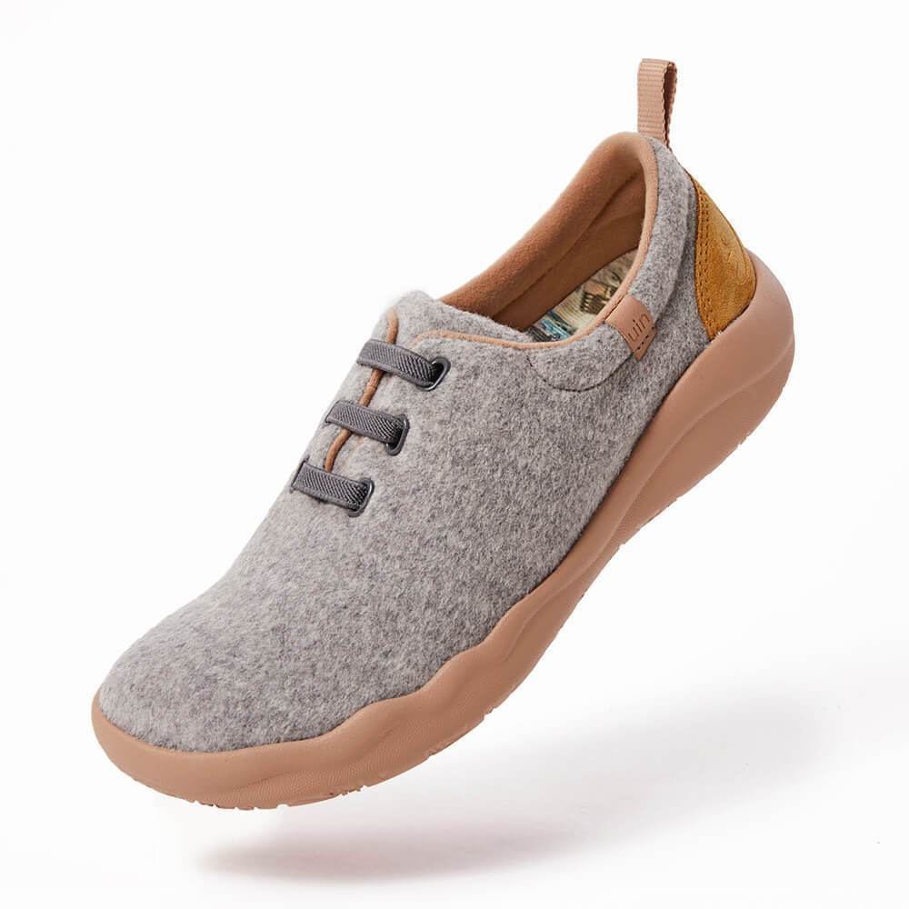 UIN Footwear Men (Pre-sale) Segovia Light Grey Wool Lace-up Shoes Men Canvas loafers