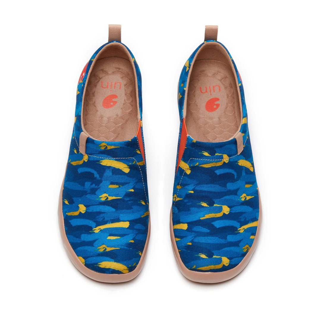 UIN Men Van Gogh Wheatfield with Cypresses V1 Men Canvas loafers