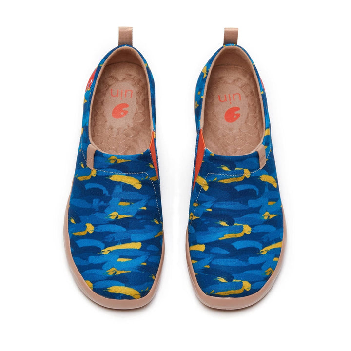 UIN Men Van Gogh Wheatfield with Cypresses V1 Men Canvas loafers