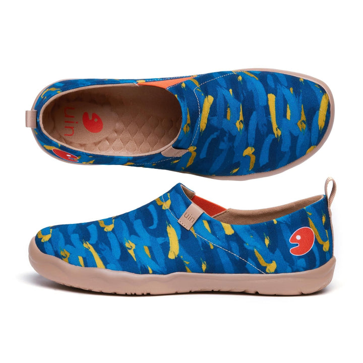 UIN Men Van Gogh Wheatfield with Cypresses V1 Men Canvas loafers
