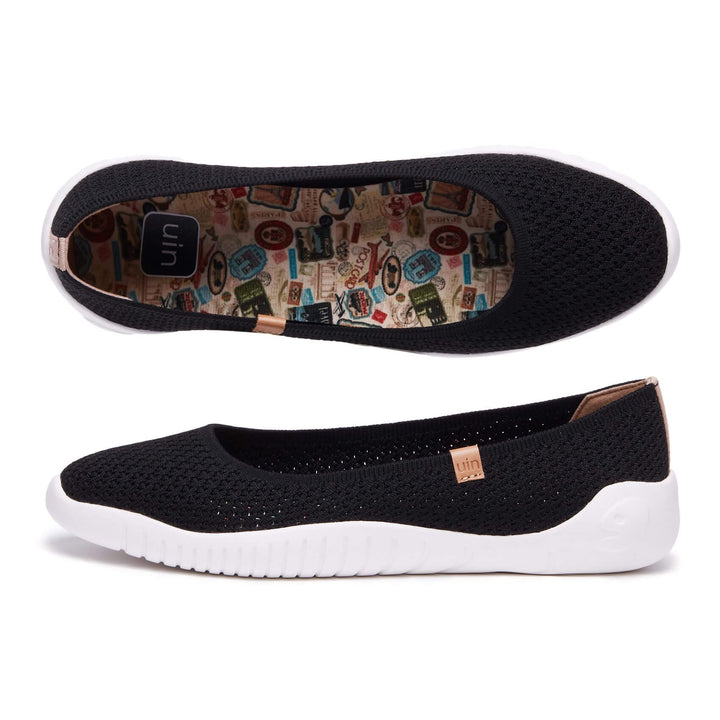 UIN Women Charcoal Black Knitted Minorca III Women Canvas loafers