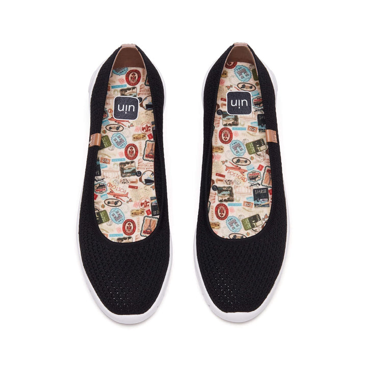 UIN Women Charcoal Black Knitted Minorca III Women Canvas loafers