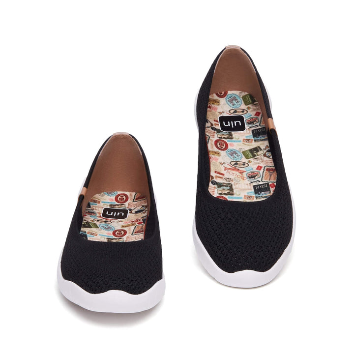 UIN Women Charcoal Black Knitted Minorca III Women Canvas loafers