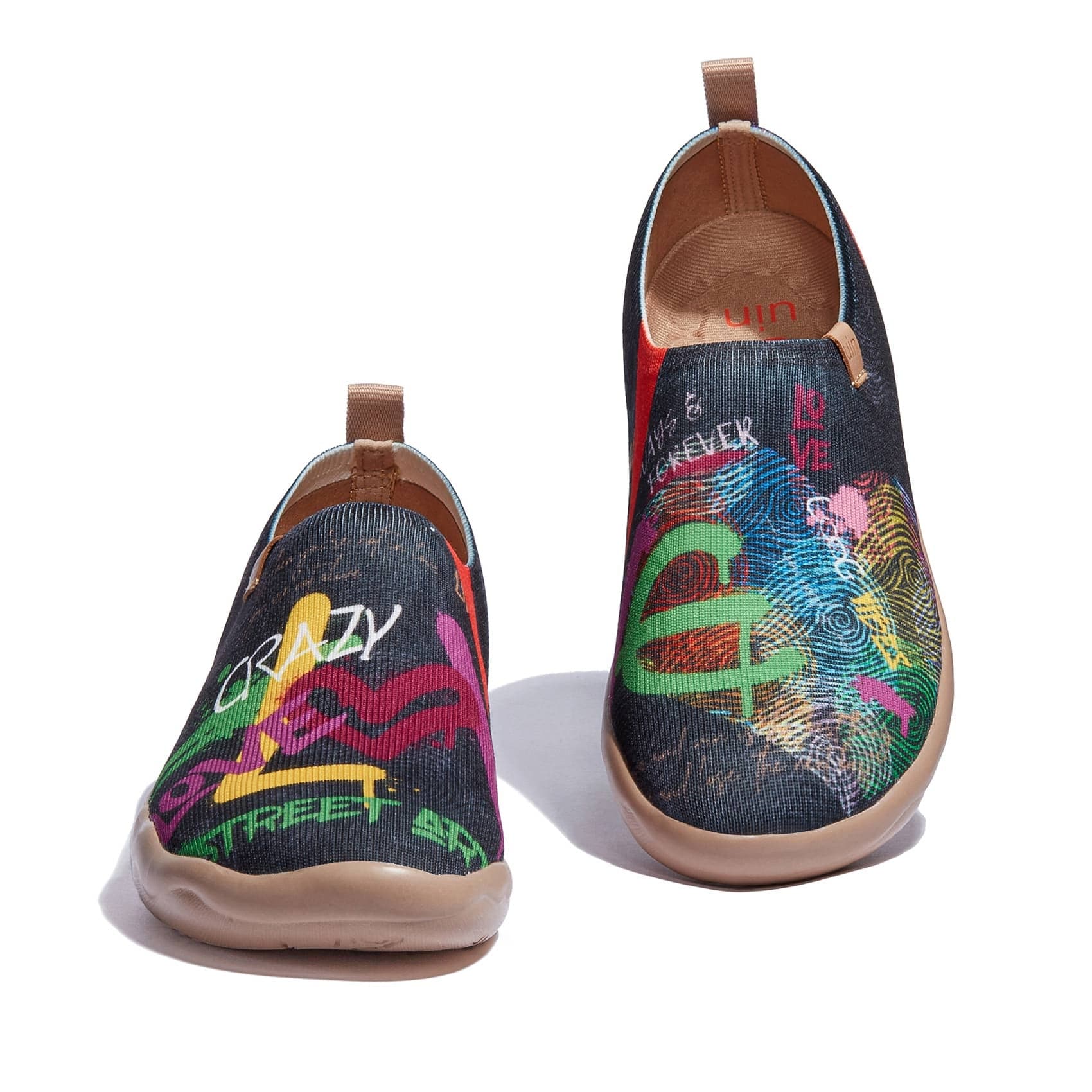 UIN women's Art Painted Travel Shoes Slip On Casual Knit Loafers ...