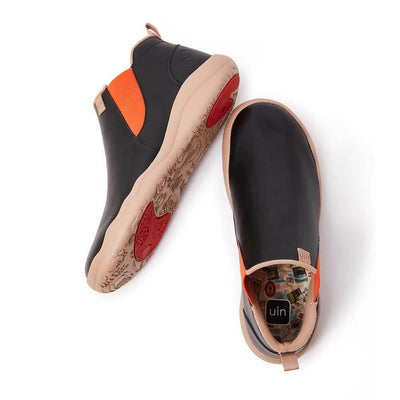 UIN Footwear Women Granada Black Split Leather Boots Women Canvas loafers