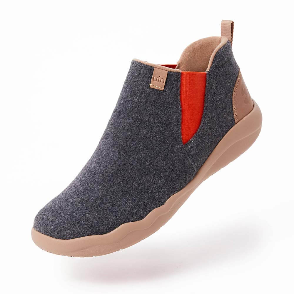 UIN Footwear Women Granada Deep Grey Wool Boots Women Canvas loafers