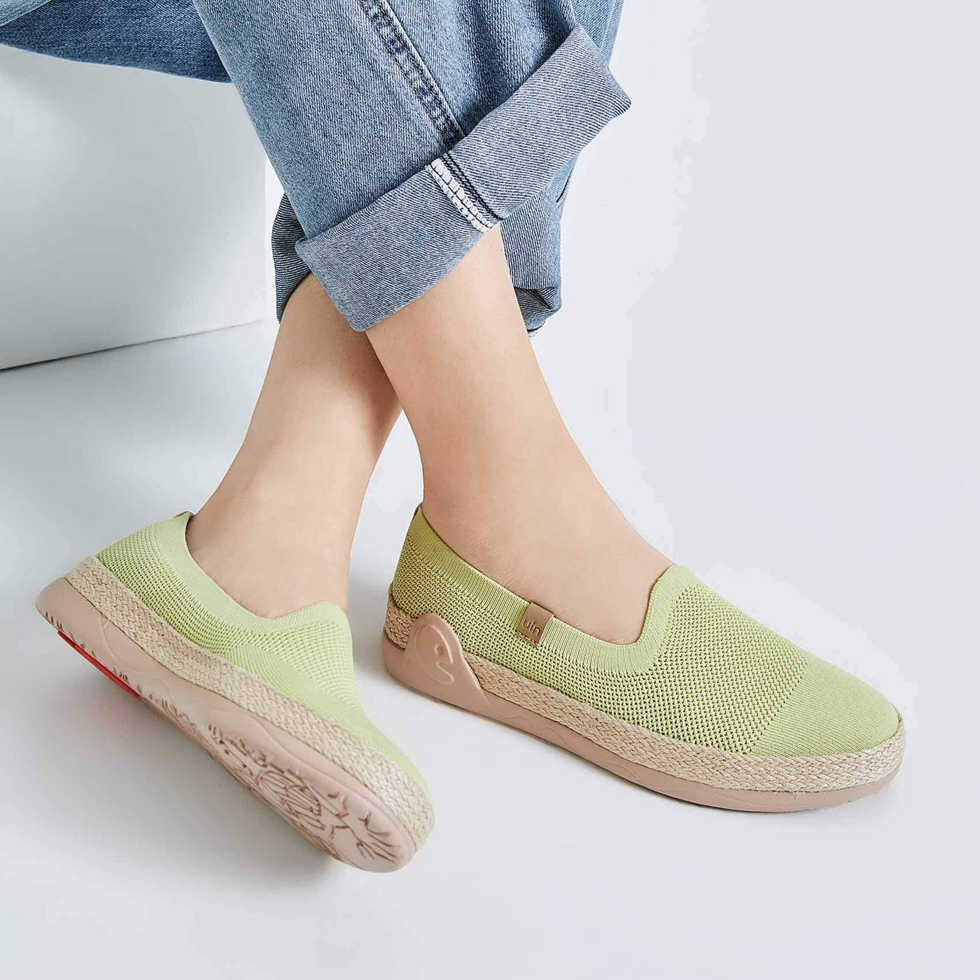 UIN Footwear Women Marbella II Light Green Canvas loafers