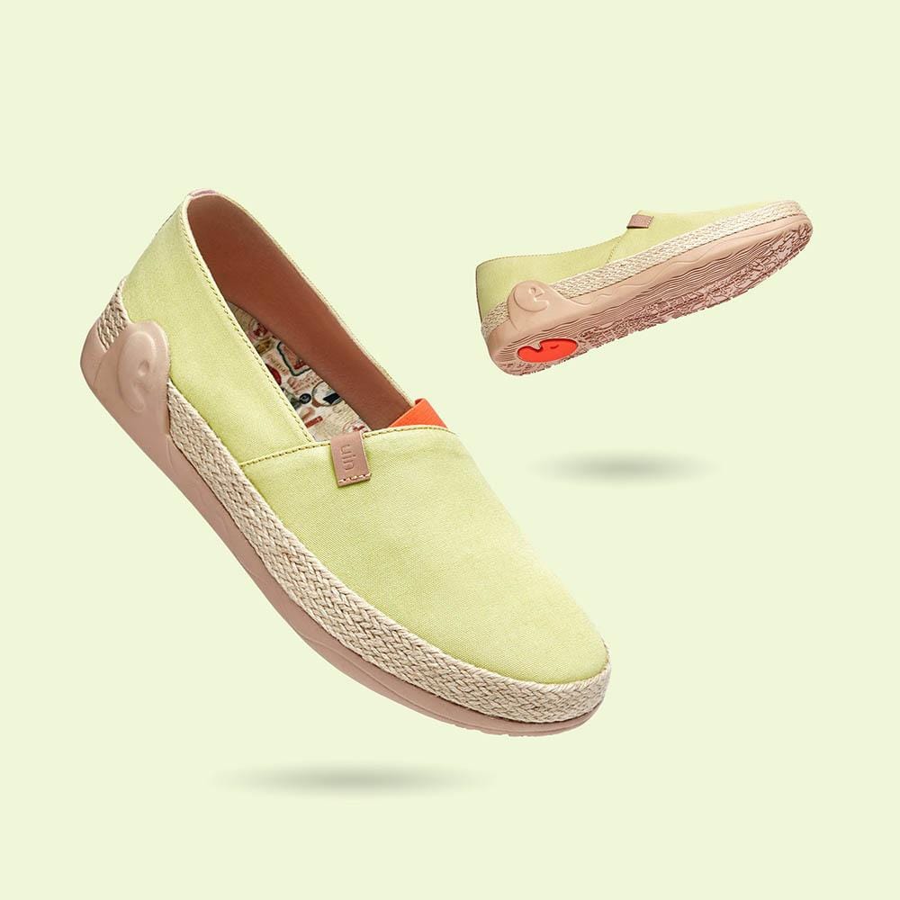 UIN Footwear Women Marbella Pale Green Canvas loafers