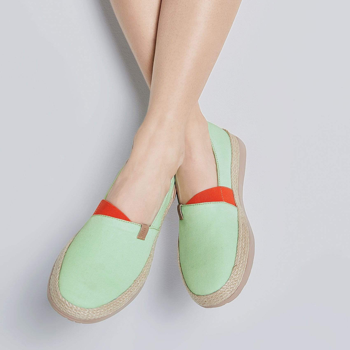 UIN Footwear Women Marbella Pastel Green Canvas loafers