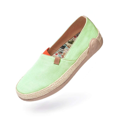 UIN Footwear Women Marbella Pastel Green Canvas loafers