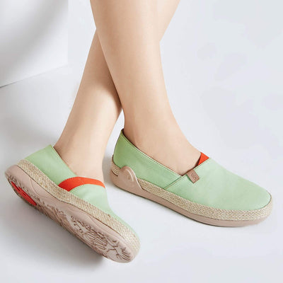 UIN Footwear Women Marbella Pastel Green Canvas loafers