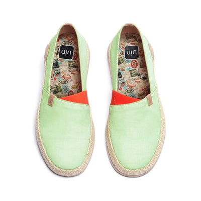 UIN Footwear Women Marbella Pastel Green Canvas loafers