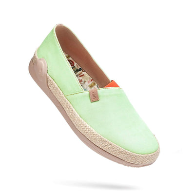 UIN Footwear Women Marbella Pastel Green Canvas loafers