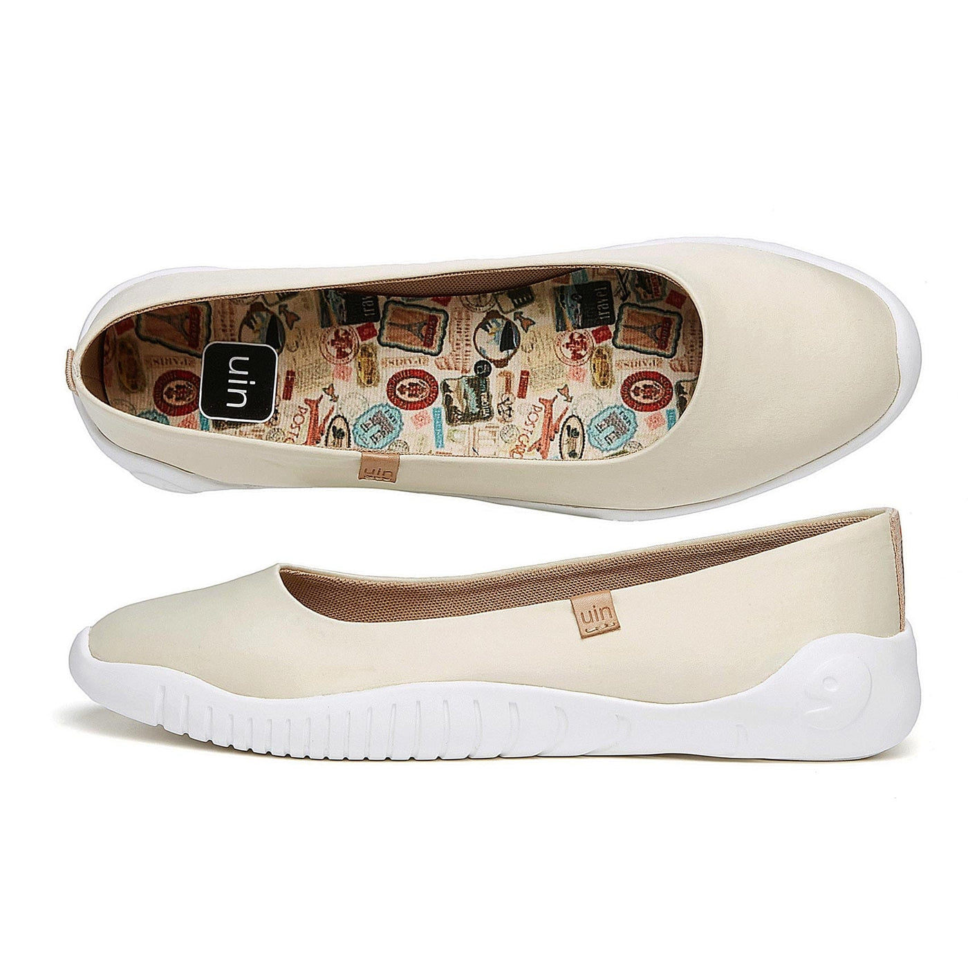 UIN Footwear Women Oat Milk Silk Minorca III Women Canvas loafers