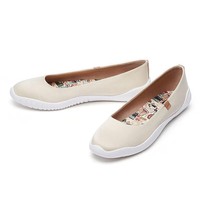 UIN Footwear Women Oat Milk Silk Minorca III Women Canvas loafers