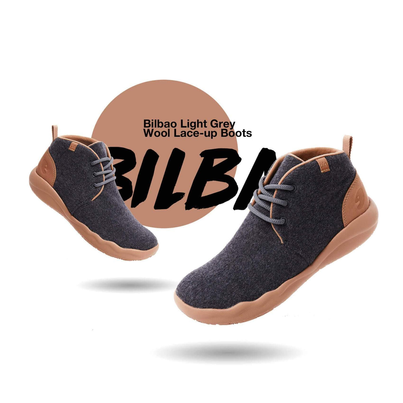 UIN Footwear Women (Pre-sale) Bilbao Deep Grey Wool Lace-up Boots Women Canvas loafers