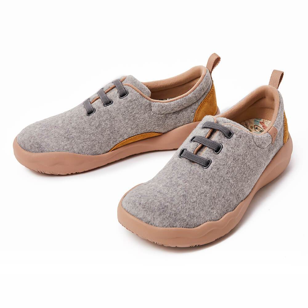 UIN Footwear Women (Pre-sale) Segovia Light Grey Wool Lace-up Shoes Women Canvas loafers