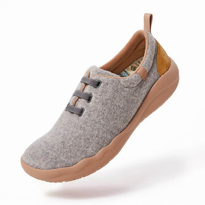 UIN Footwear Women (Pre-sale) Segovia Light Grey Wool Lace-up Shoes Women Canvas loafers