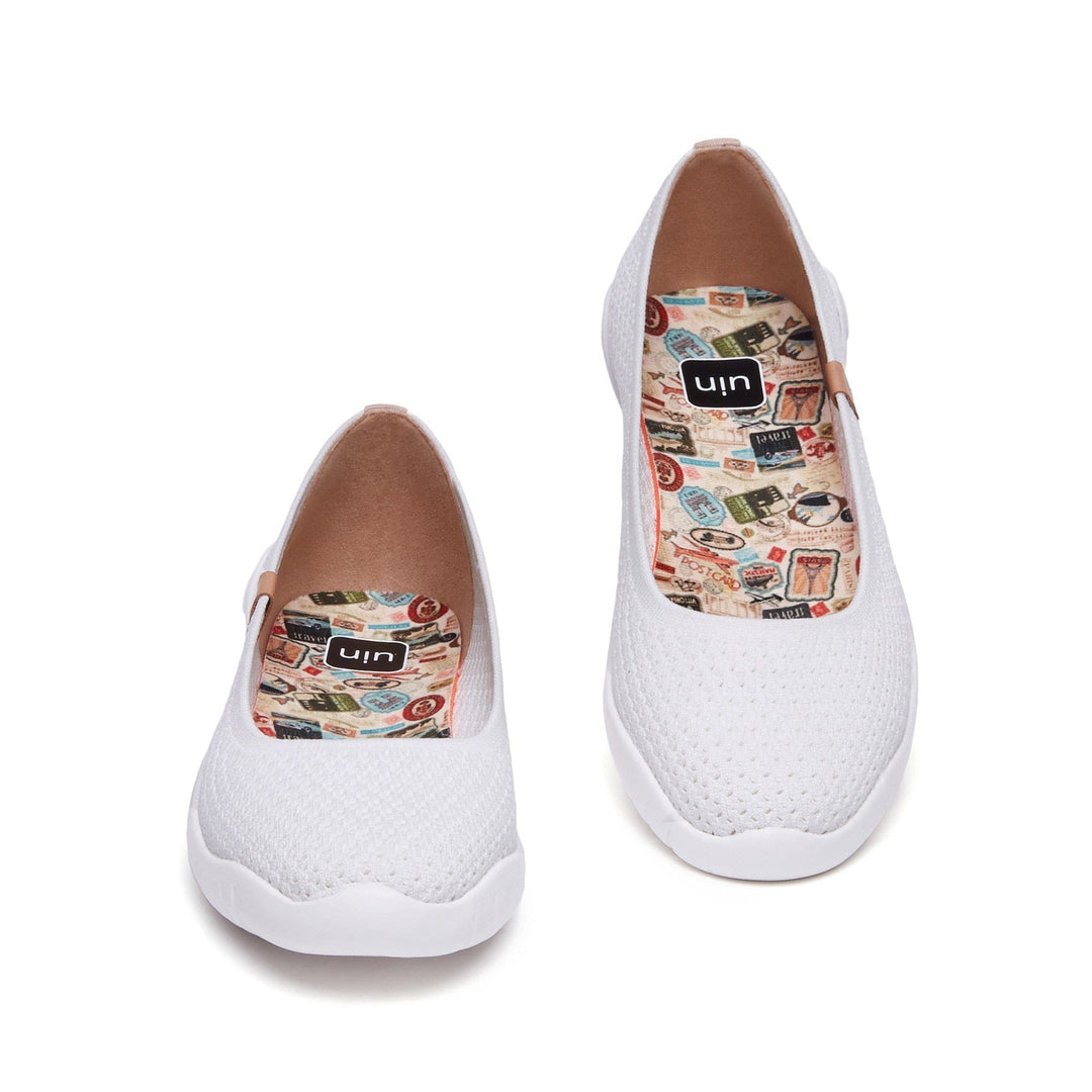 UIN Women Pure White Knitted Minorca III Women Canvas loafers