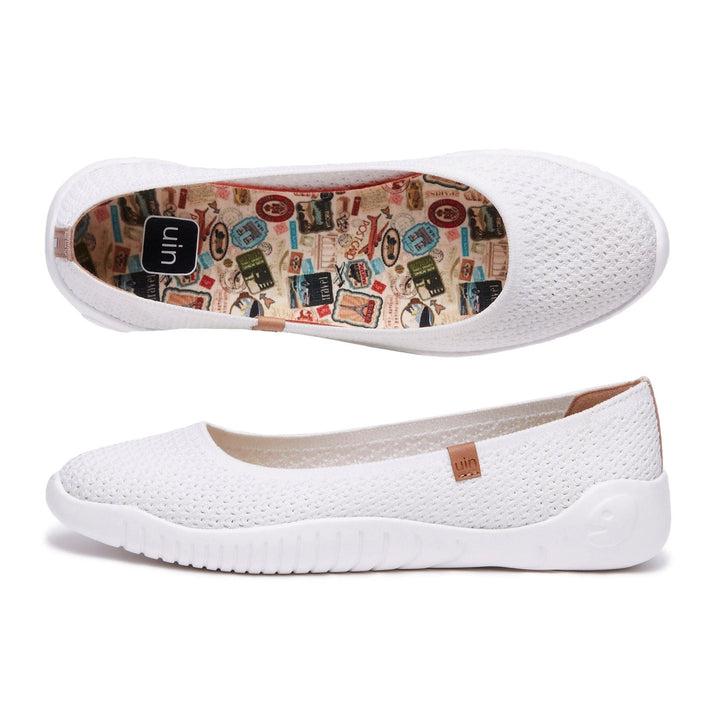 UIN Women Pure White Knitted Minorca III Women Canvas loafers