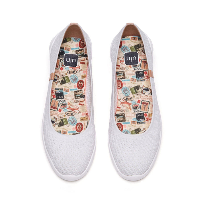 UIN Women Pure White Knitted Minorca III Women Canvas loafers